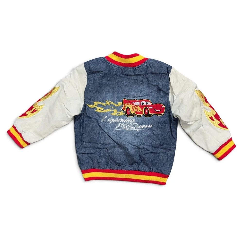 Disney Pixar Cars Toddler Bomber Jacket BoxLunch Exclusive Denim Varsity Size 2T